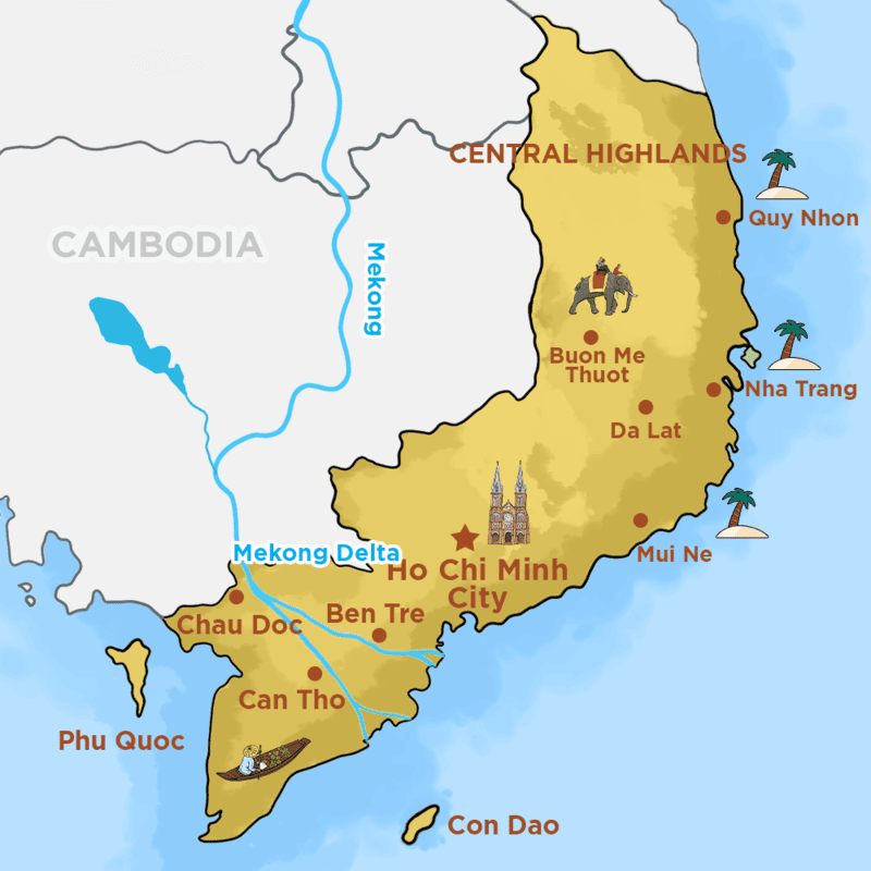 Ho Chi Minh City, located in southern Vietnam
