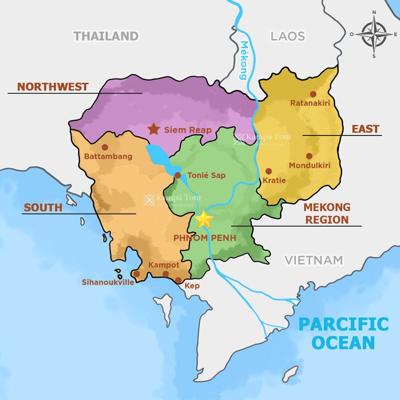 Phnom Penh, the capital of Cambodia is located in the Mekong region