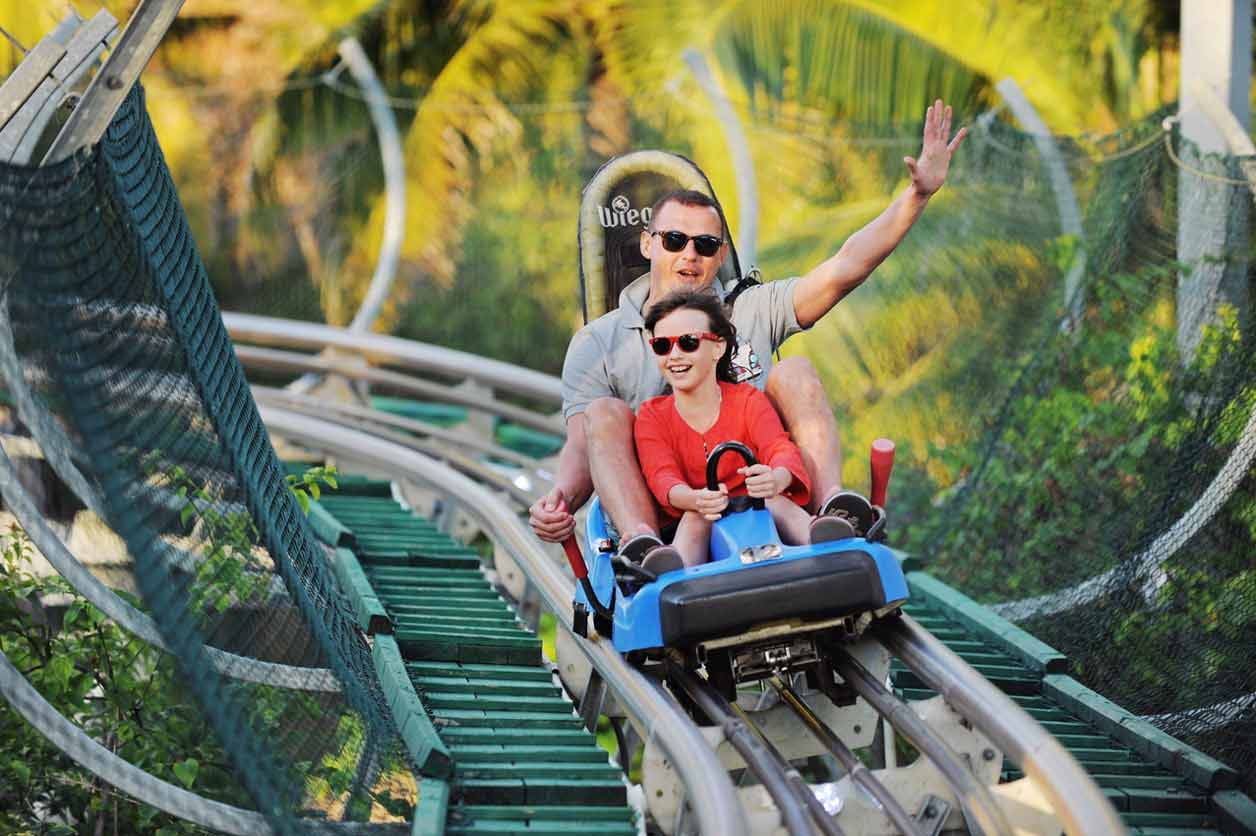 Tourists enjoying the alpine coaster ride at Ba Na Hills.