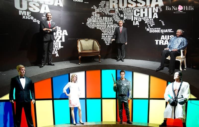 Wax figures of celebrities at Ba Na Hills Wax Museum.