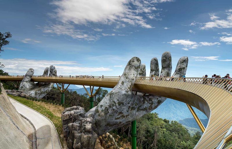 The famous Hand Bridge is located in Ba Na Hills