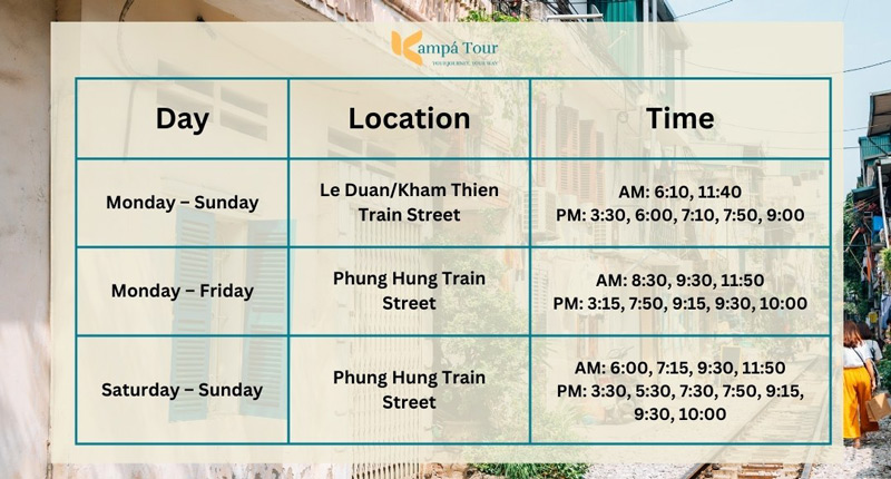 Hanoi train street schedule 