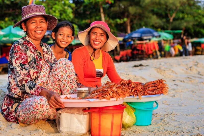 Seafood sellers at Kep