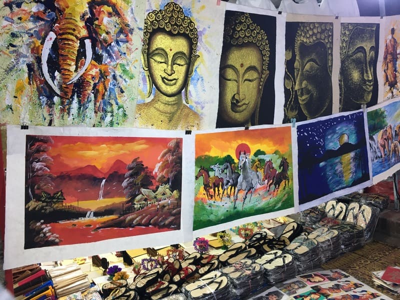 Beautiful paintings at the Luang Prabang night market