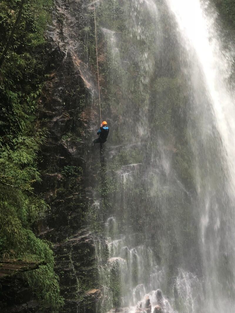 Climbing activities at love waterfall, Vietnam