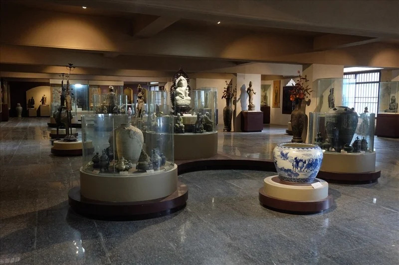 A collection of artifacts at the Museum of Buddhist Culture