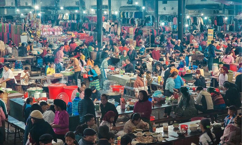 A vibrant scene from Meo Vac Market