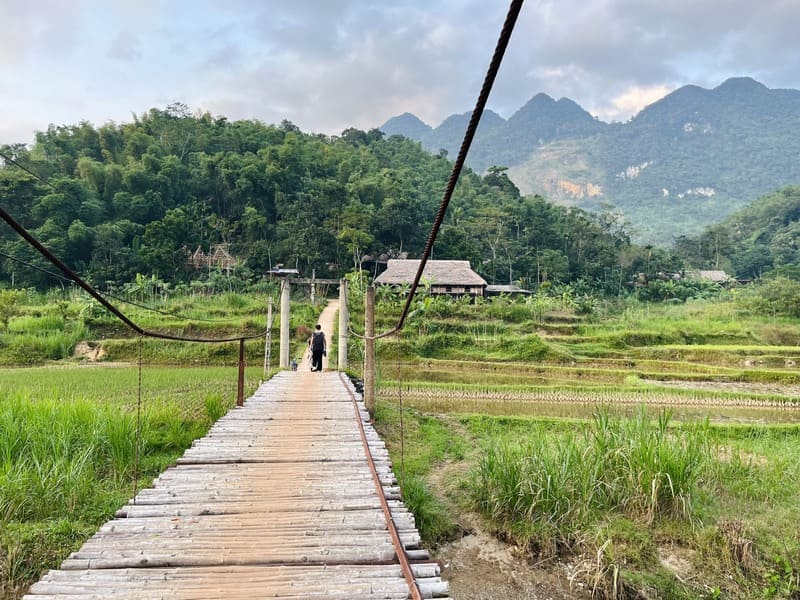 The picturesque entrance leading to our stilt house