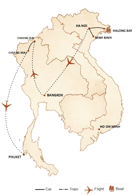 Travel to Northern Vietnam and Thailand in 14 days